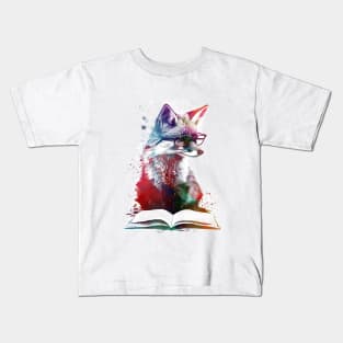 Fox reading book Kids T-Shirt